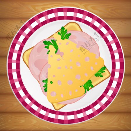 盘子里的奶酪三明治