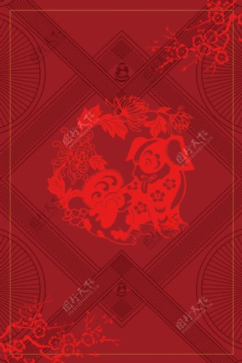 红色狗年海报背景设计