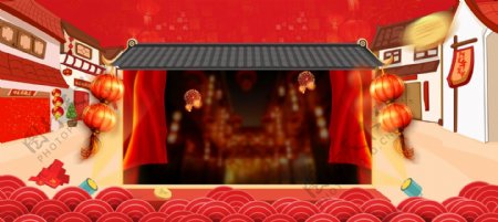 喜庆红色中国春节背景