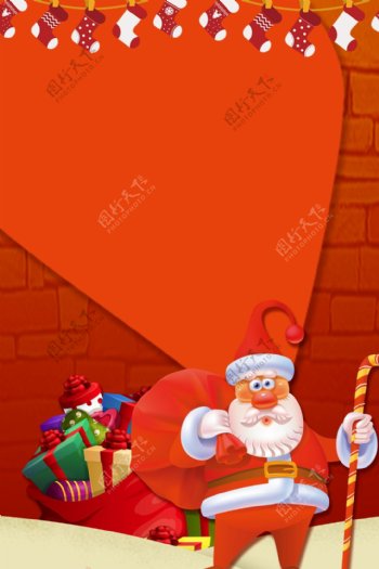红色精美圣诞老人海报背景设计