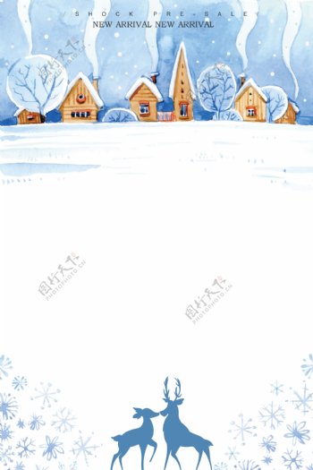 冬季圣诞雪景海报背景设计