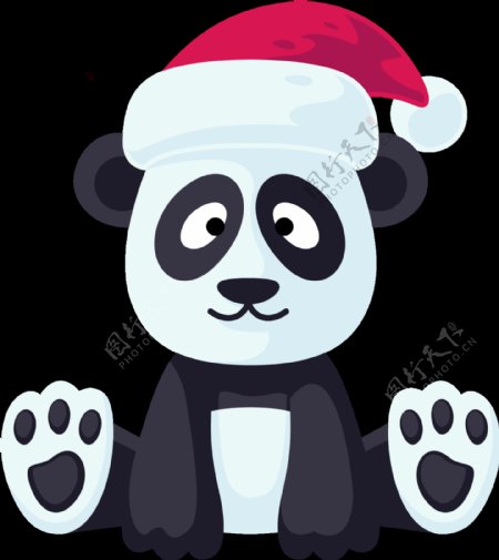 圣诞小熊猫png透明素材
