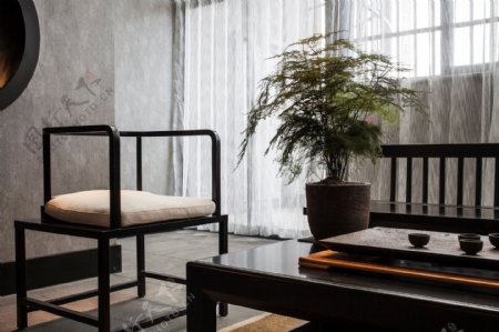 中国风格客厅方形茶几装修效果图