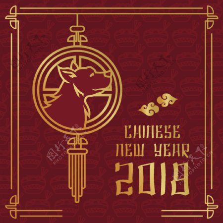 中式狗年2018海报设计