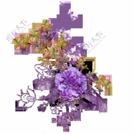 一束高雅的紫色花束透明素材
