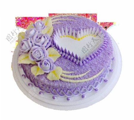 紫色爱心花朵蛋糕素材