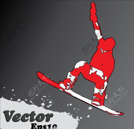 冬季滑板插画