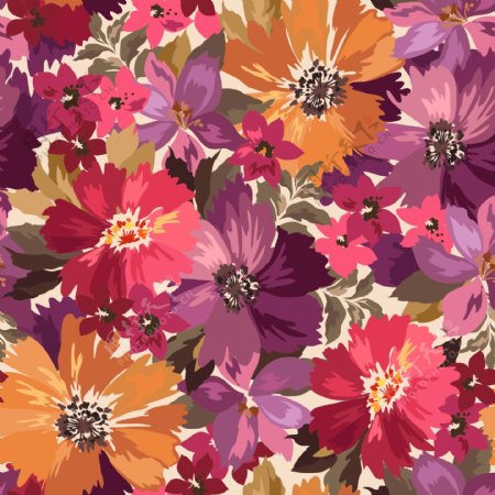 花卉四方连续纹理图案矢量素材