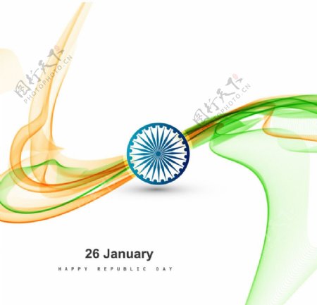 三色波浪印度国旗图案