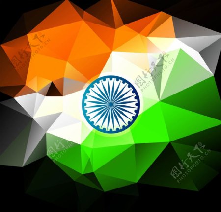 三色多边形印度国旗