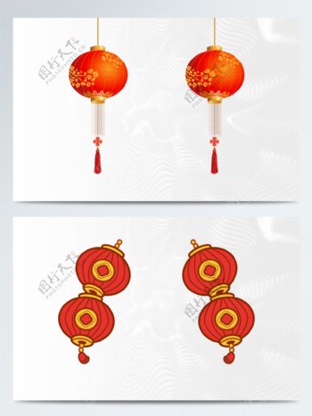 矢量红色原创新年中国风喜庆灯笼素材