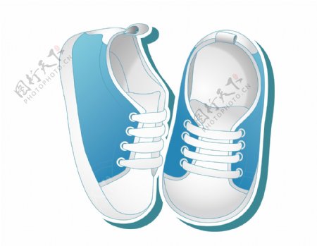 卡通蓝色婴儿鞋元素