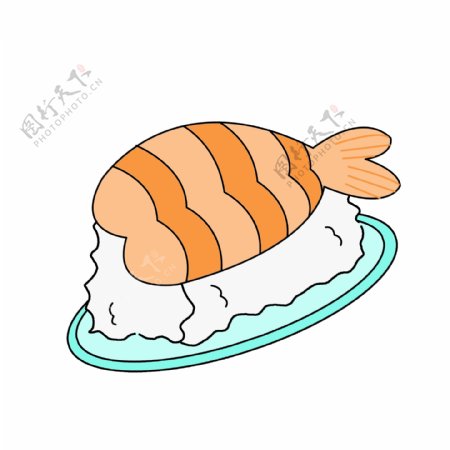 简约创意可爱卡通手绘三文鱼寿司
