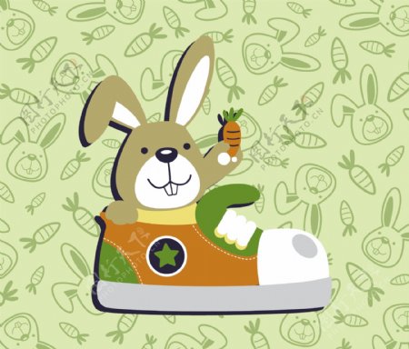 可爱兔子萝卜儿童插画
