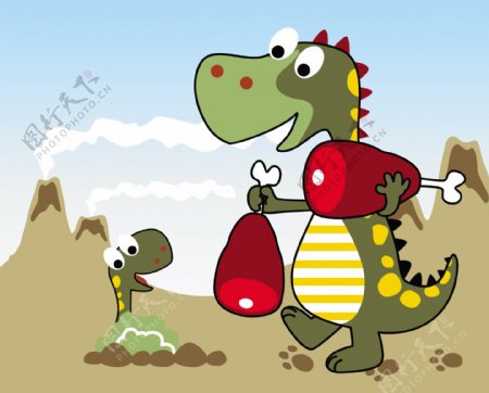 可爱开心恐龙儿童插画