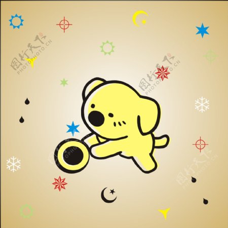 黄色小狗动物卡通插画