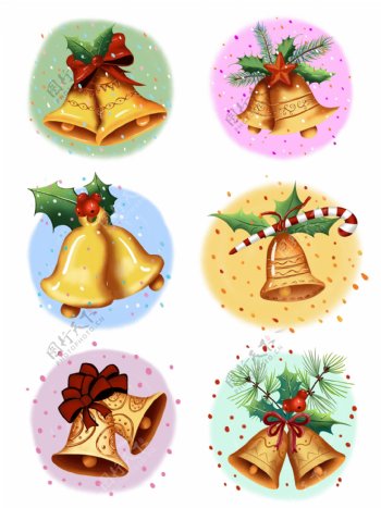 圣诞铃铛手绘节日插画可商用元素套图