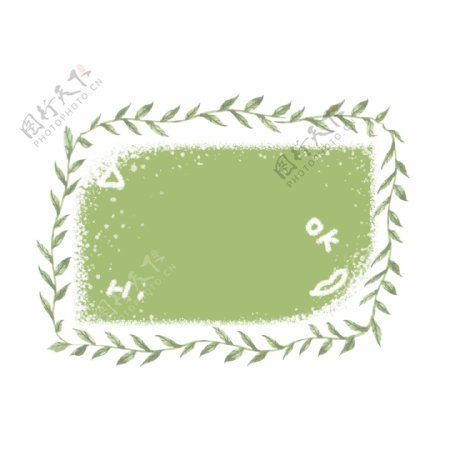 植物绿叶图框边框手绘可商用元素