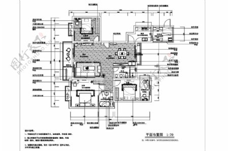 简约风家装三室平面图