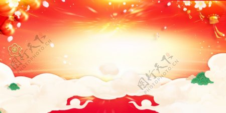 传统新春佳节舞台海报背景素材