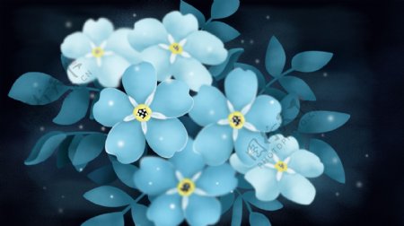 蓝色妖艳手绘花朵背景设计