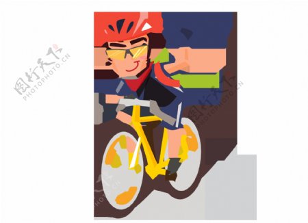 卡通自行车学生png元素