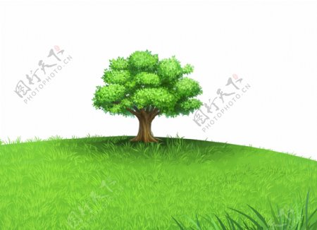 绿色草坪大树植树节元素psd格式