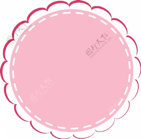 卡通扁平粉色圆圈花边png元素