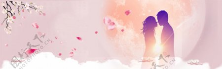 粉色花瓣浪漫情人节海报背景