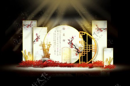 新中式红颜迎宾区婚礼效果图