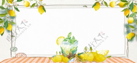 夏日柠檬饮料banner背景设计