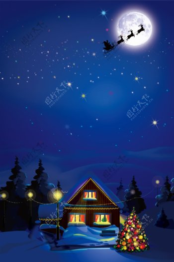 圣诞节之夜海报背景素材