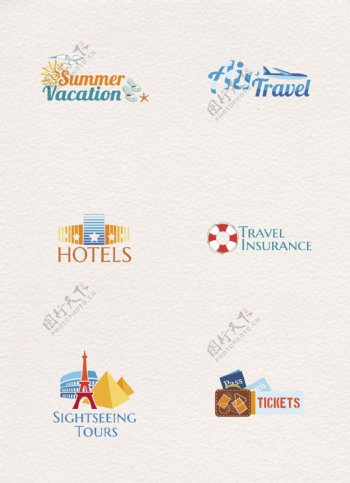 清新旅游标签元素设计