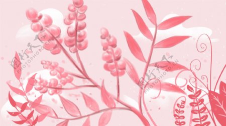 粉色植物背景设计