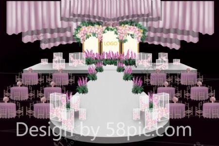 粉紫色婚礼效果图
