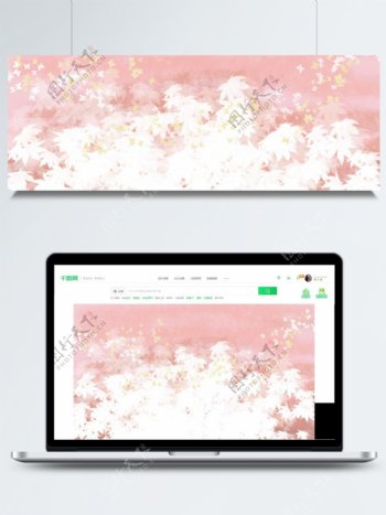 浪漫花朵粉色背景手绘设计