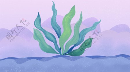 手绘波浪植物广告背景