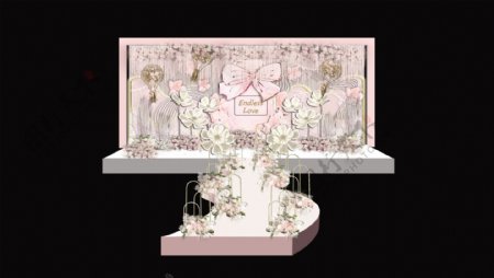 婚礼淡粉色香水舞台效果图