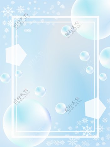 蓝色冬季雪景背景素材