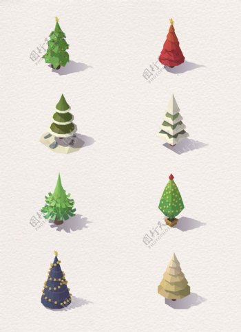 小清新几何圣诞树装饰图案设计