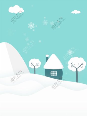 圣诞节卡通淡蓝色冬雪电商插画背景