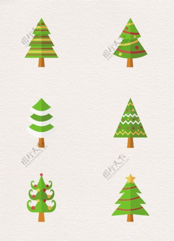扁平化绿色圣诞树卡通设计