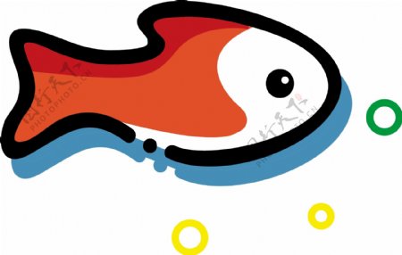 红白色鱼mbe卡通可爱海洋动物元素