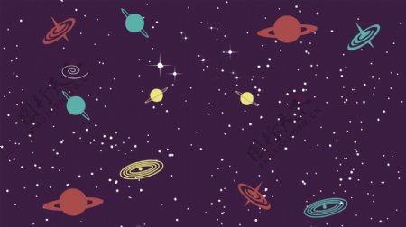 夜空中的星球星体卡通背景