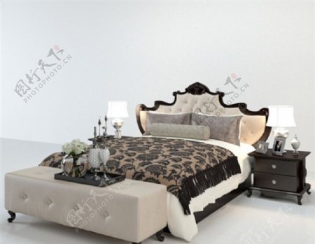 卧室床柜3d模型