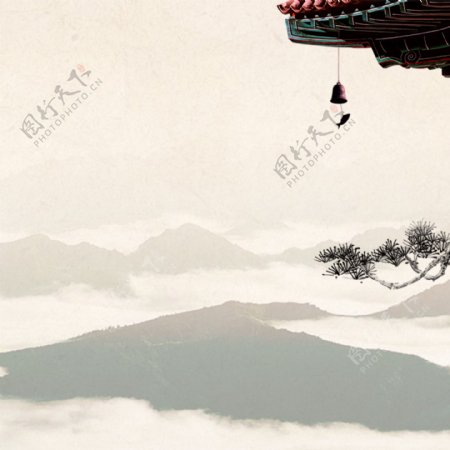 淘宝天猫中国风山水素材主图背景
