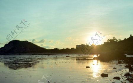 黄昏的大海日落风景