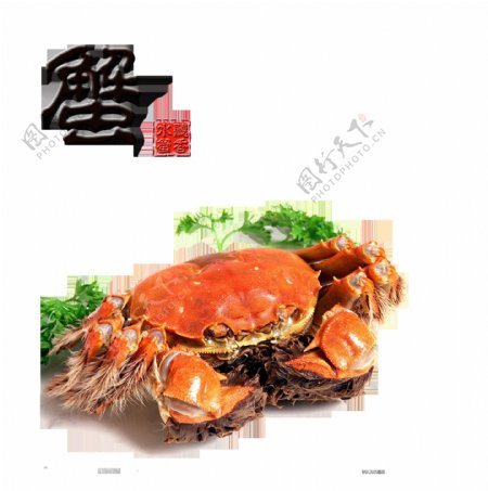 蟹螃蟹美食艺术字字体设计
