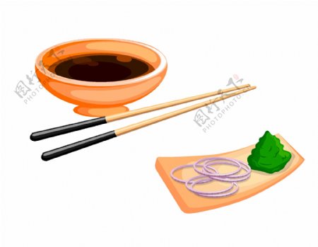 手绘筷子食物元素