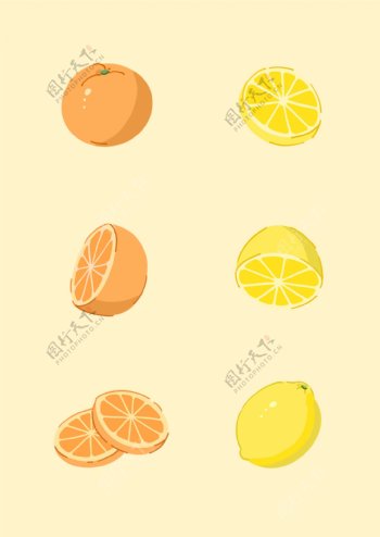 水果柠檬橙子图标元素